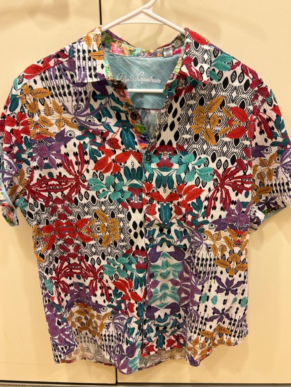 Robert Graham Studio 54 Button-Front Shirt Seersucker Short Sleeve Classic Fit